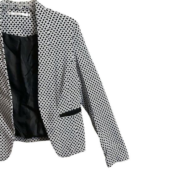 Mosaic & Co. Jacket Size XL Black White Diamond Pattern Open Short Pockets Lined - Picture 5 of 12